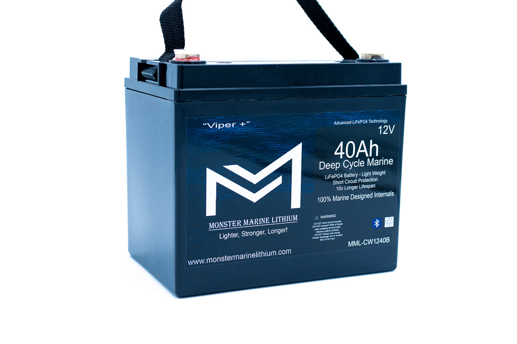12v 40Ah Deep Cycle Lithium Marine Battery "Viper" - Bluetooth - MML-CW1240B