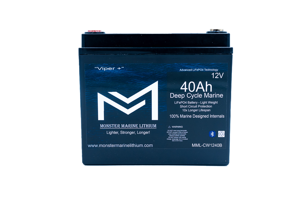 12v 40Ah Deep Cycle Lithium Marine Battery "Viper" - Bluetooth - MML-CW1240B