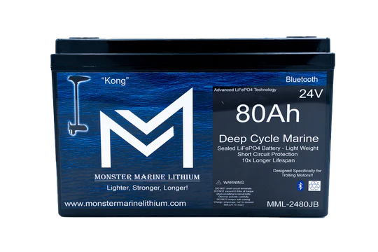 Monster Marine 24V 80Ah Lithium Bluetooth Marine Trolling Battery Kon