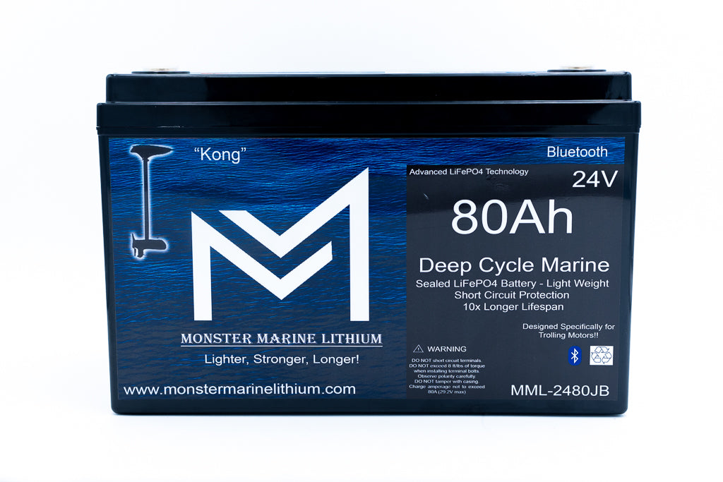 24V 80Ah Lithium Bluetooth Marine Trolling Battery "Kong"