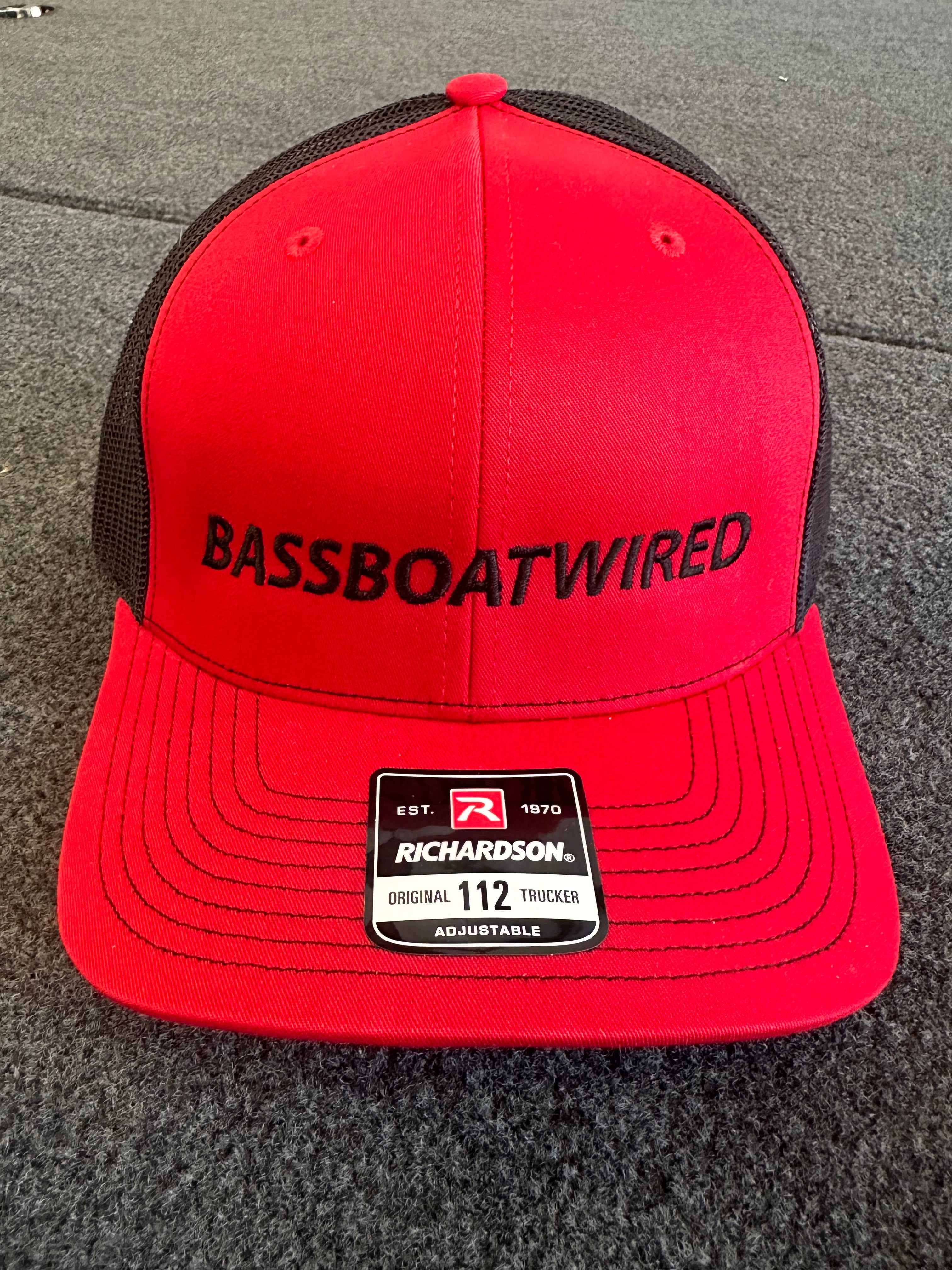 Bass Boat Wired Hats Red & Black