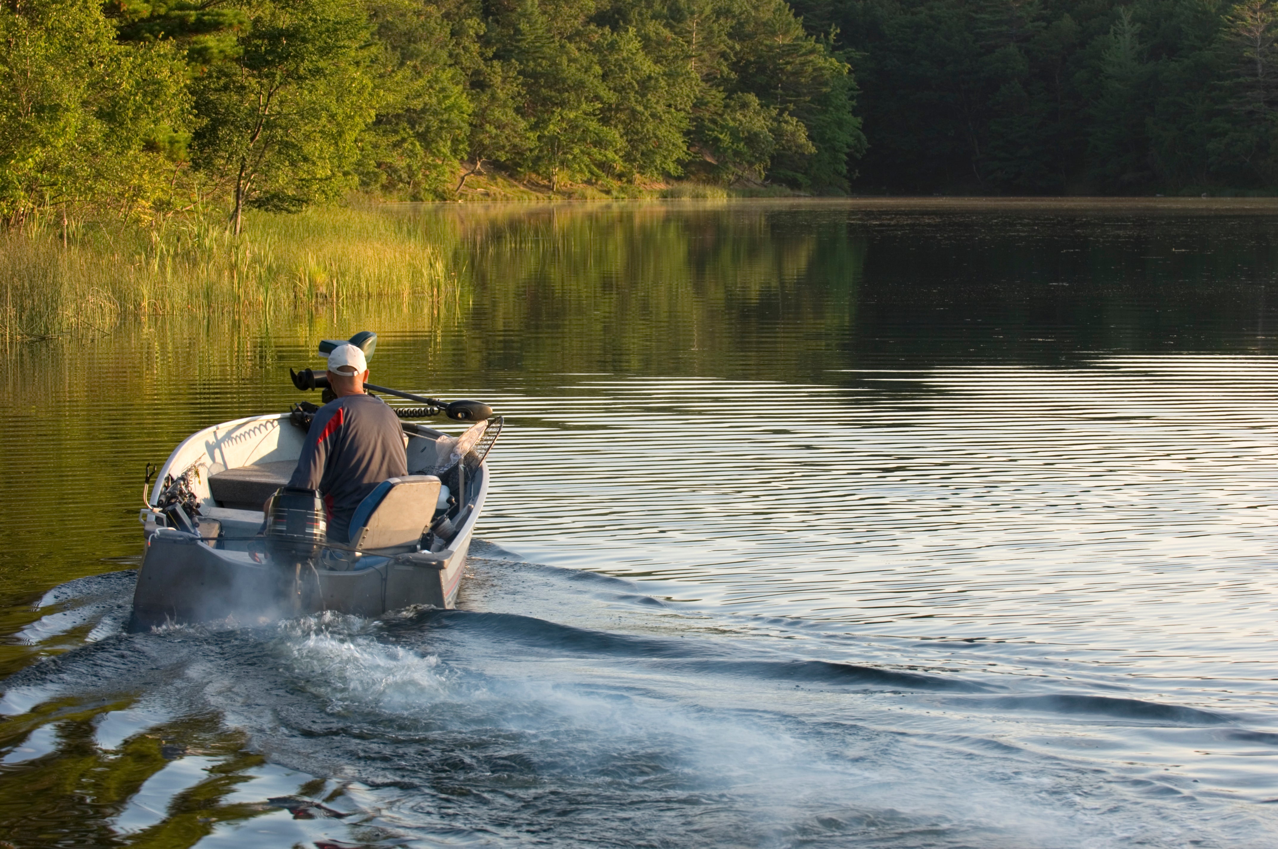 bass boat on the lake