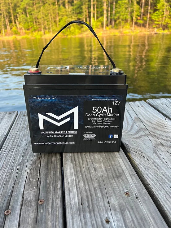 Monster Marine Lithium 12v 50Ah Deep Cycle Lithium Marine Battery "Hyena" Bluetooth