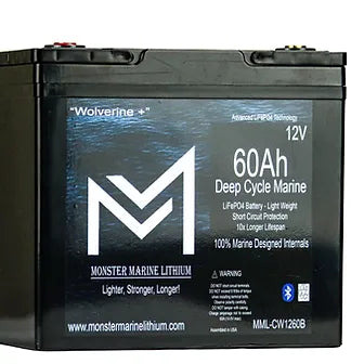Monster Marine Lithium 12v 60Ah Deep Cycle Lithium Marine Battery w/Bluetooth "Wolverine"