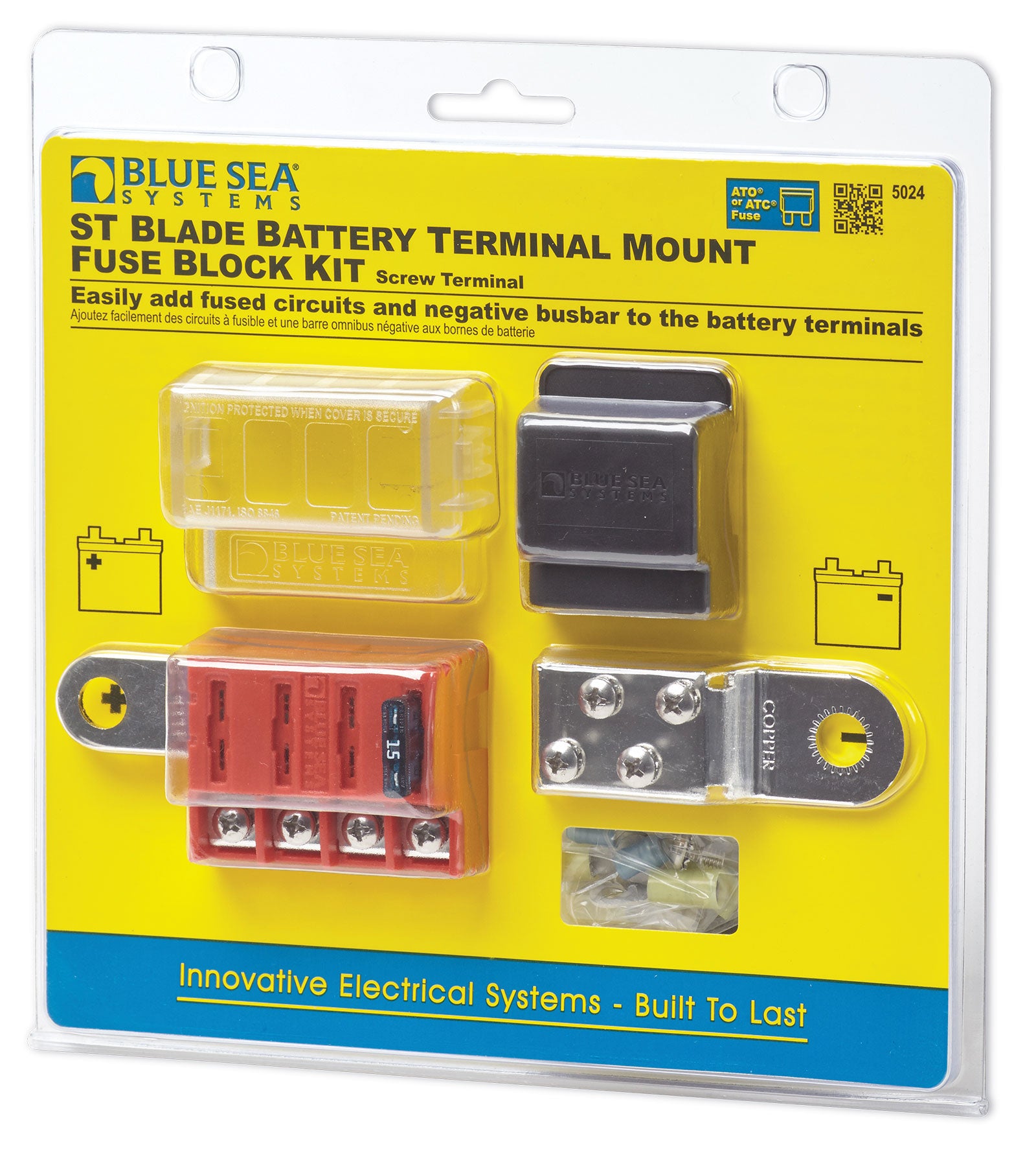 Blue Sea 5024 4-Gang Battery Terminal Fuse Block ST ATO/ATC and Cover