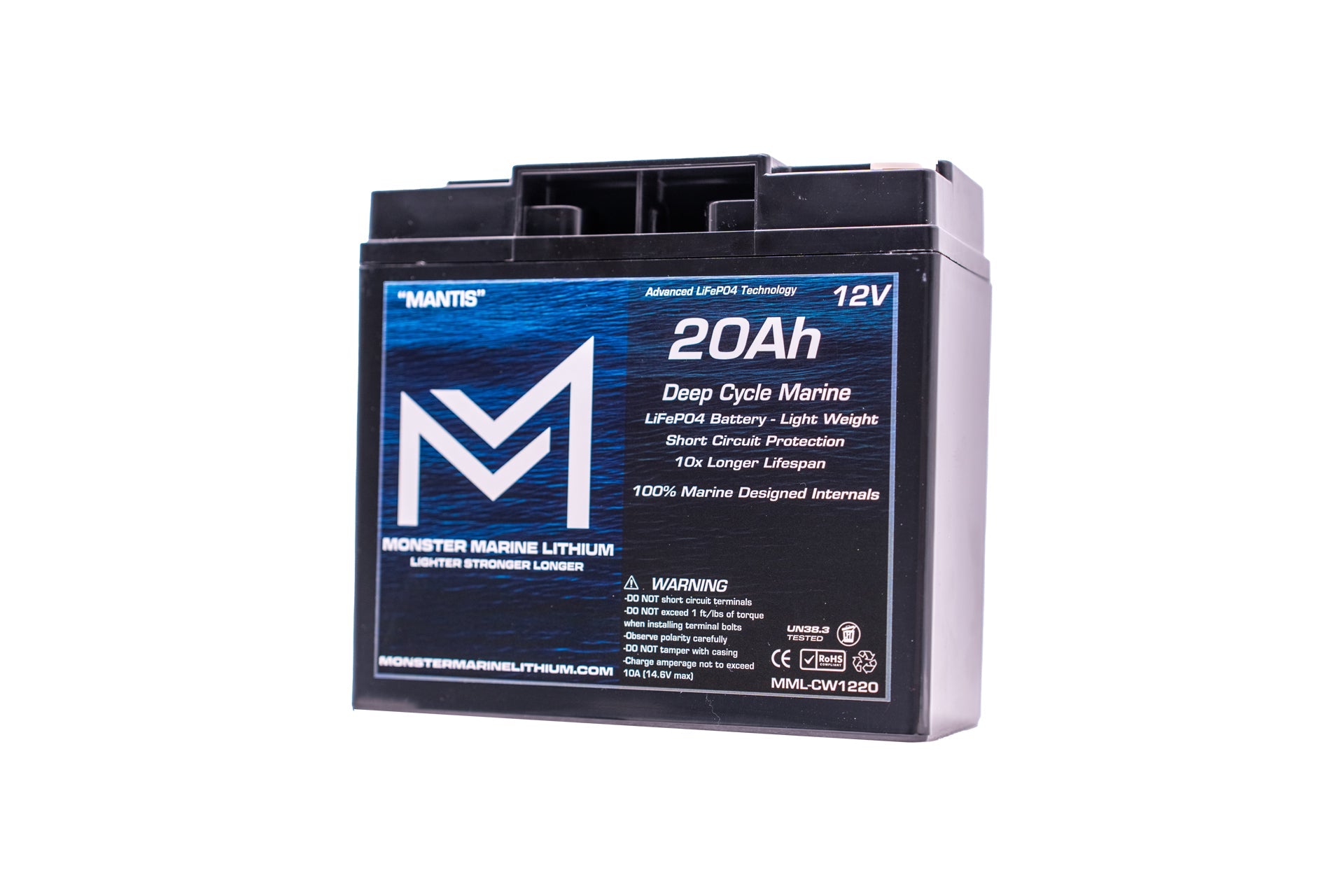 12v 20Ah Deep Cycle Lithium Marine Battery "MANTIS"