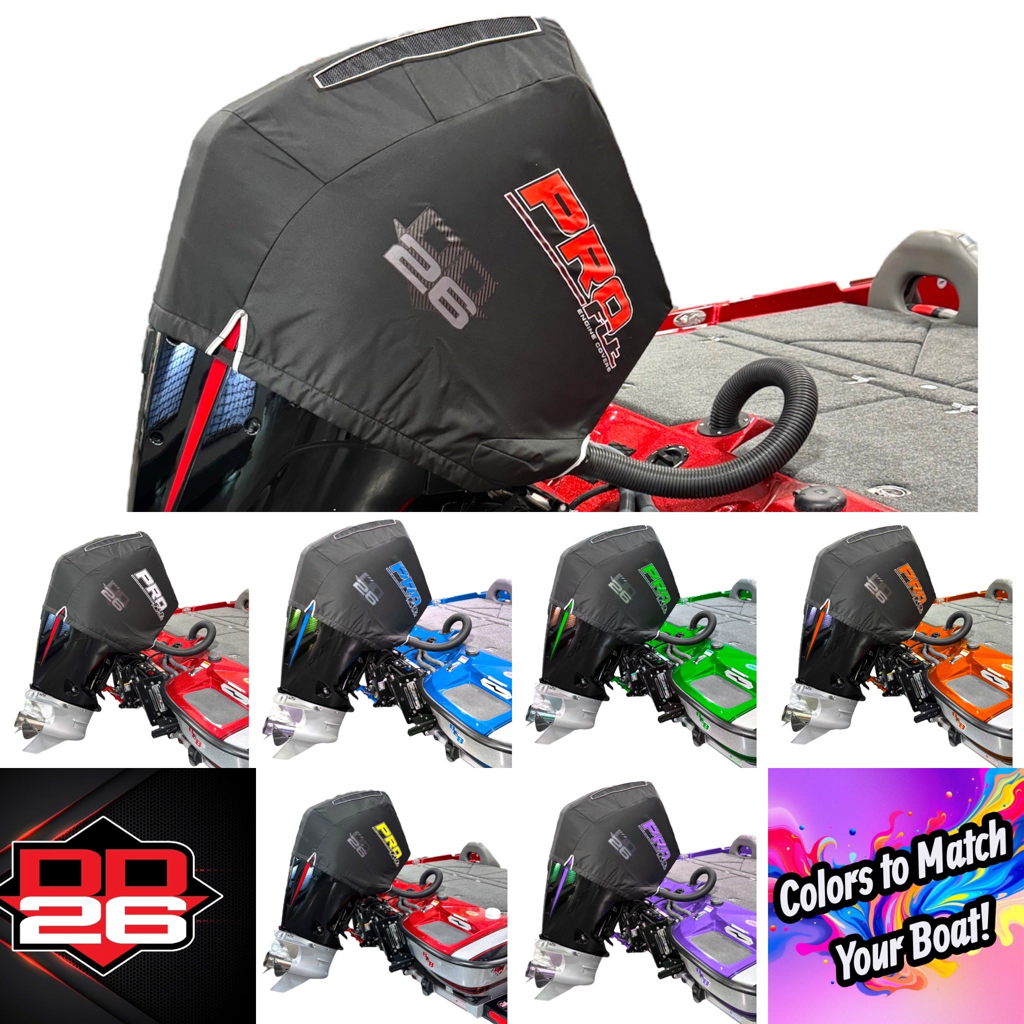 PRO Fit Engine Cover by DD26 Fishing fits the Mercury 4-Stroke Pro XS 200-300, V8 Engines