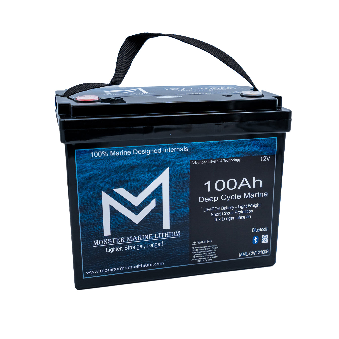 12v 100Ah Slim Series Bluetooth Deep Cycle Lithium Marine Battery Group 24