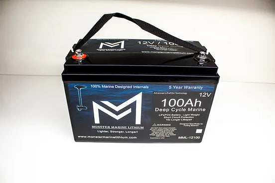Monster Marine Lithium 12v 100Ah Bluetooth Deep Cycle Lithium Marine Battery