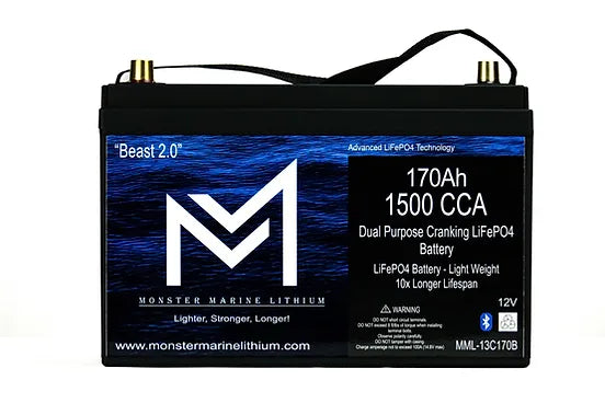 Monster Marine Lithium 1500 CCA 170AH Dual Purpose Cranking Lithium Beast 2.0 Bluetooth