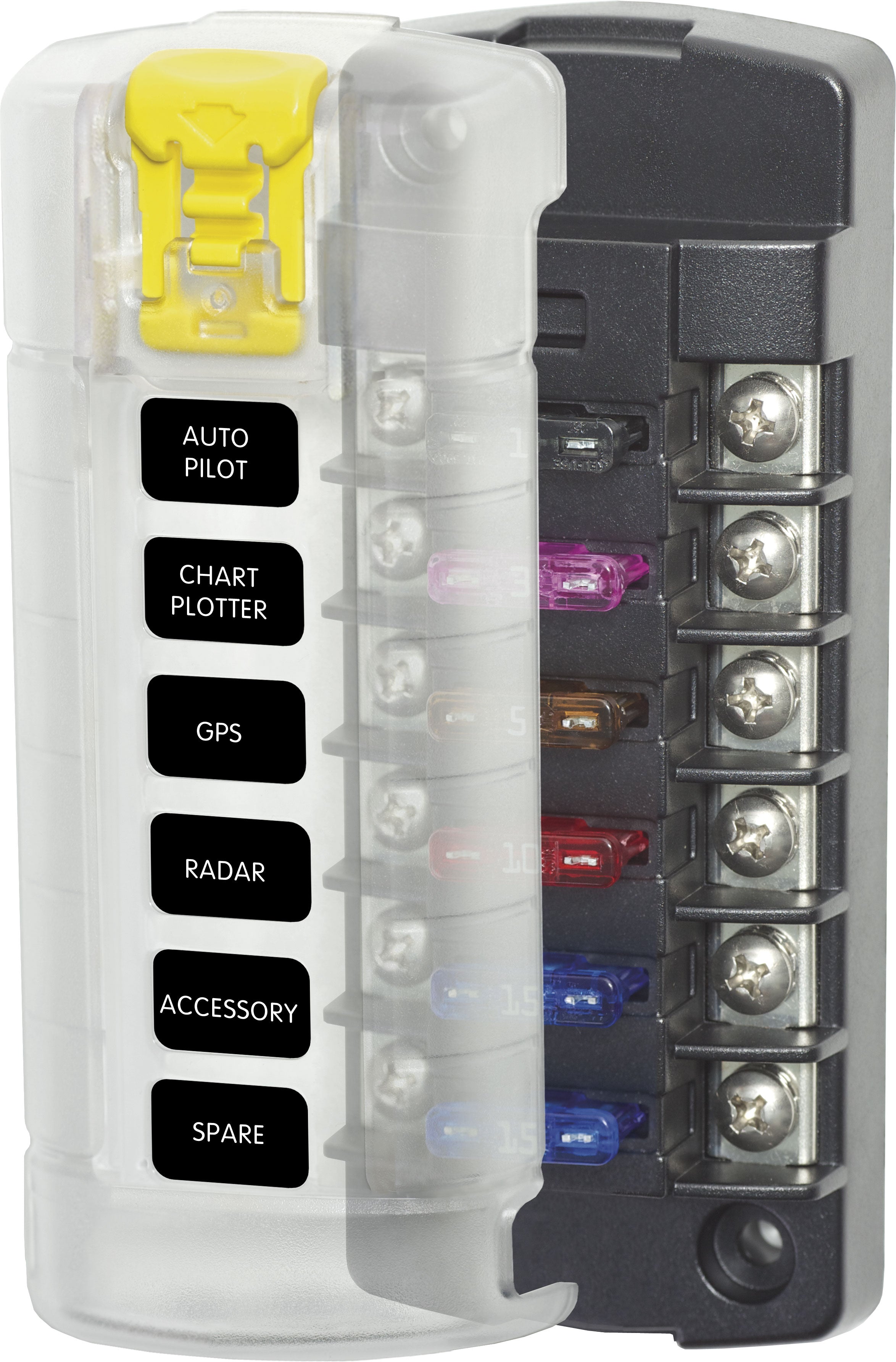 Blue Sea 5035 6-Gang Fuse Block ST ATO/ATC Independent Circuits and Cover