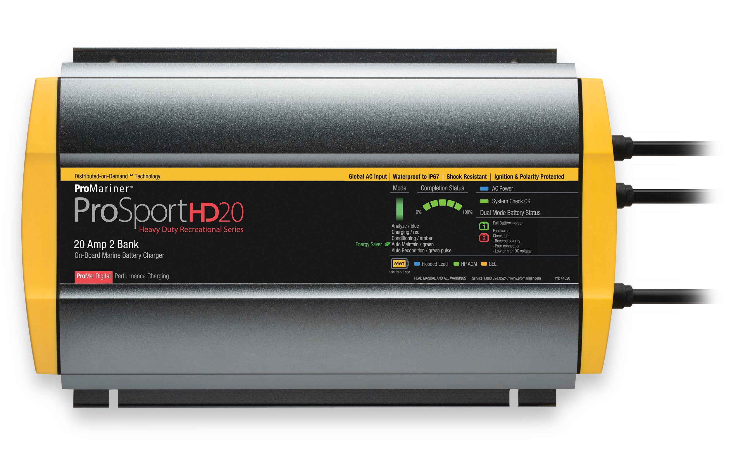 ProMariner ProSport HD 20 Gen4 20 Amp Battery Charger 12/24v 2 Bank 120v Input